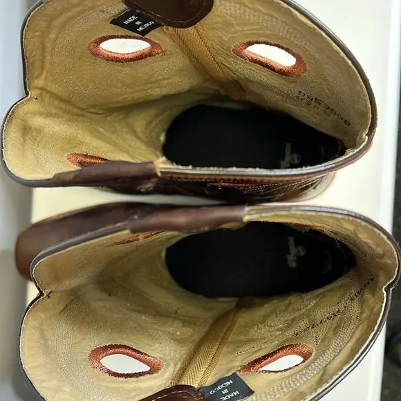 DOUBLE H Boots Mens 10.5 D Brown Leather Square Toe Cowboy  display picture 2